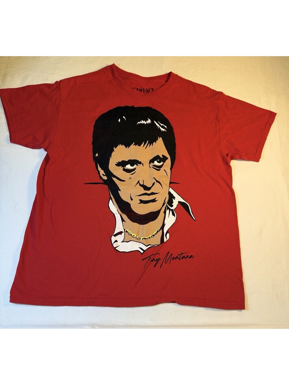 Scarface Tony Montana Men’s Large Double-Sided T-Shirt Preowned Good Condition
